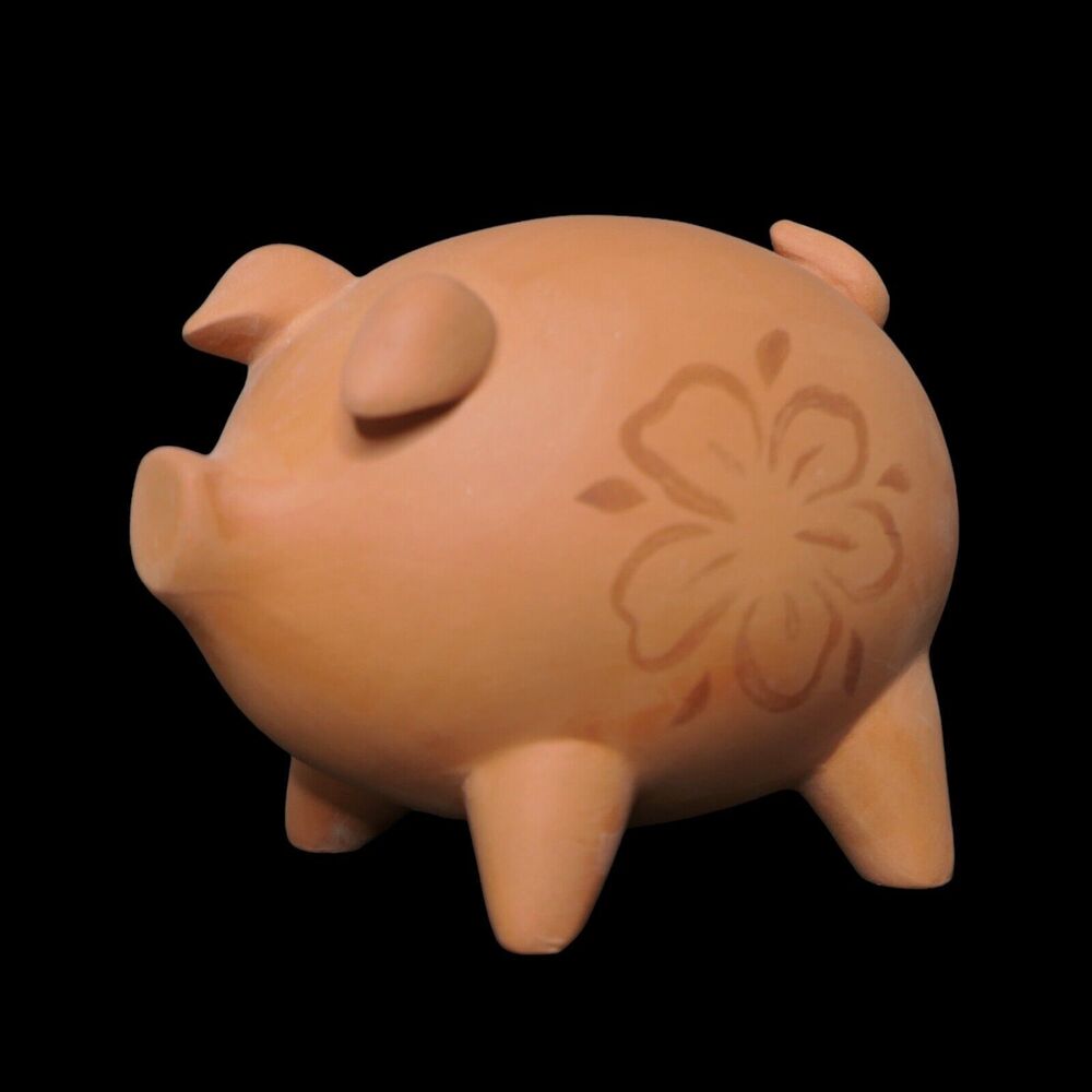 VTG NIB Princeton Gallery Terracotta Floral Pig Figurine Treasury Of Pigs
